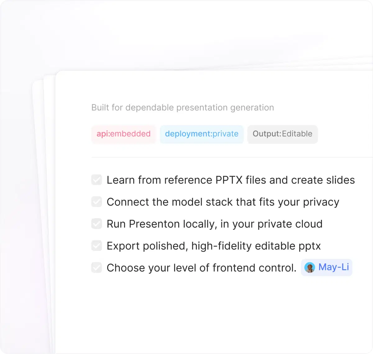 Dependable editable presentation workflow