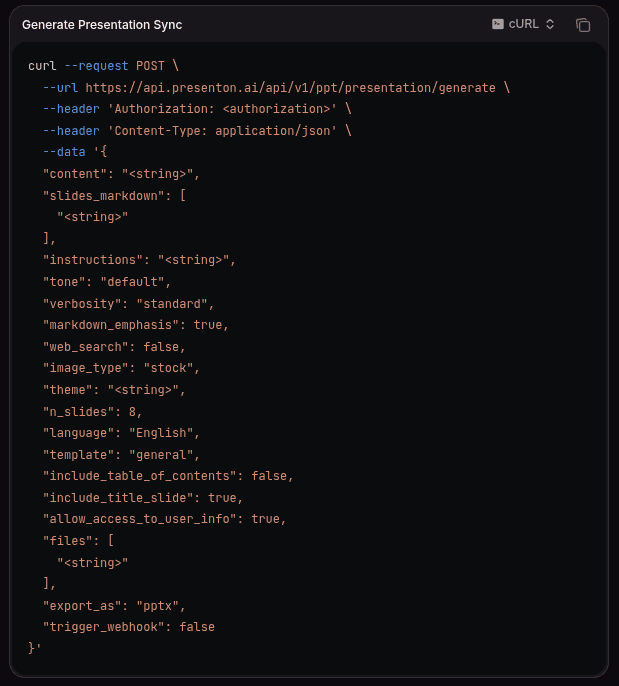Generate presentations via prompt